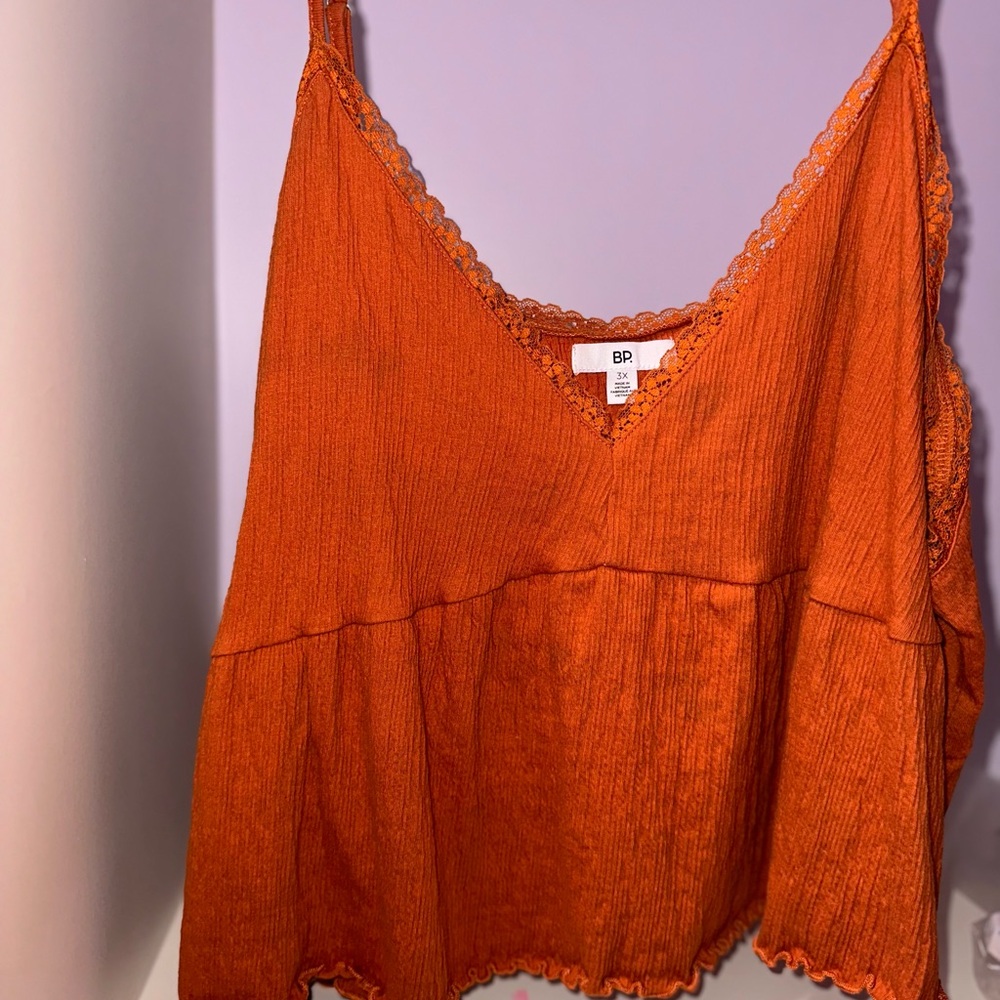 BP Orange Camisole Lace Trim Top